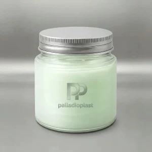 جار پلاستیکی 450 سی سی دهانه 70 شفاف با درب فلزی نقره‌ای، مناسب بسته‌بندی کرم، ژل، ماسک صورت و محصولات آرایشی بهداشتی