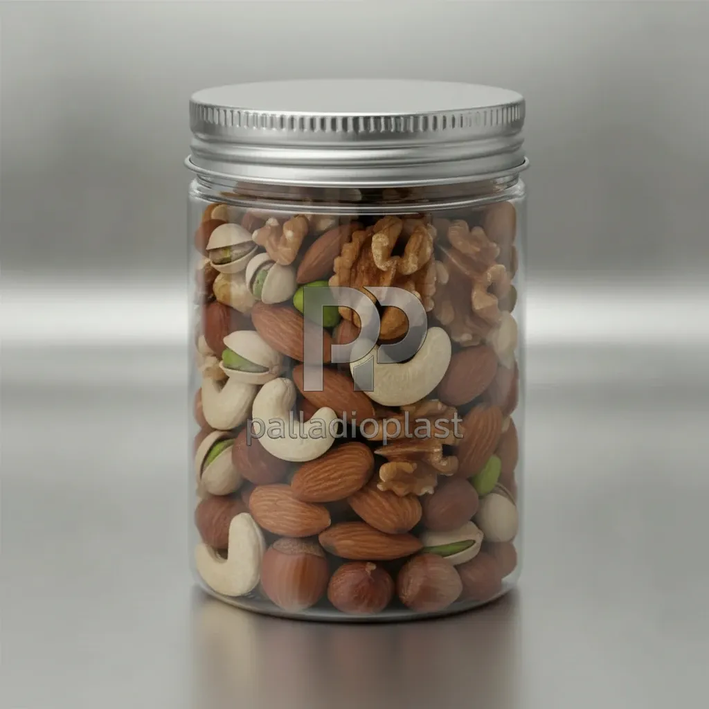 جار پت پلاستیکی 700 سی سی دهانه 88، انتخاب حرفهای برای بستهبندی خشکبار جار پت شفاف 700 سی سی دهانه 88 مناسب بستهبندی خشکبار و آجیل با درب فلزی پیچی، محصول پلادیو پلاست